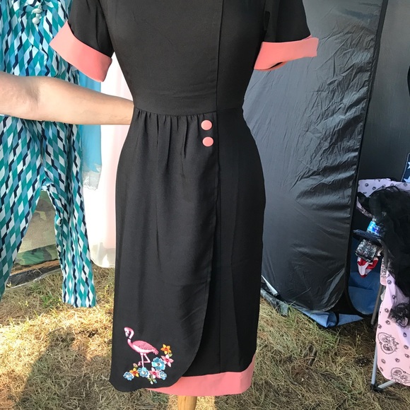 Rockabilly Pinup Flamingo Dress New - Picture 3 of 4