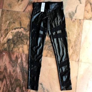 Bebe black leggings with lace inserts XS NWT