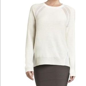 BCBG SHEER TOP SWEATER CREW NECK JACKET TOP