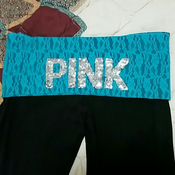Pink yoga pants w/ lace and sequence!! Great condi