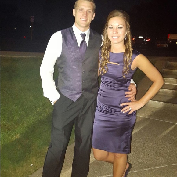 Cut out . Purple , cock tail dress