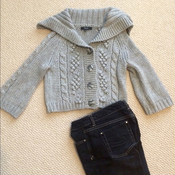 Silver/gray chunky cardigan Express sweater small
