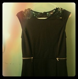 Black dress with lace and zippers