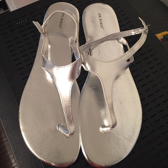 Silver thong sandals