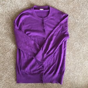 J Crew purple 3/4 sleeve cardigan