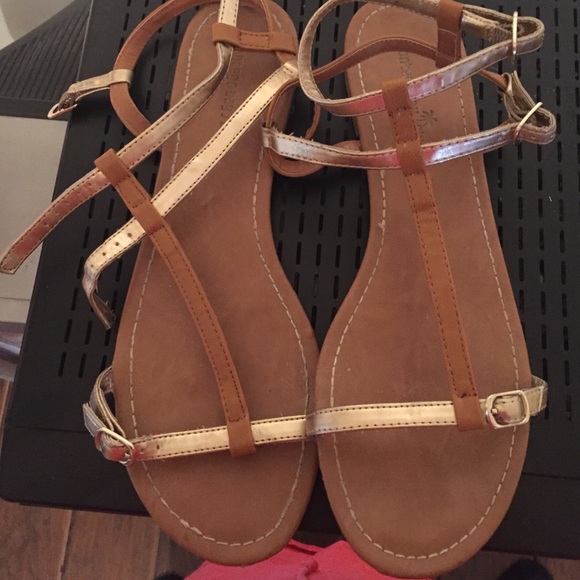 Gold and Tan Sandals