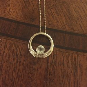 White gold and aquamarine necklace with diamonds