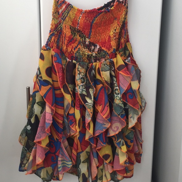Multi colored ruffle dress