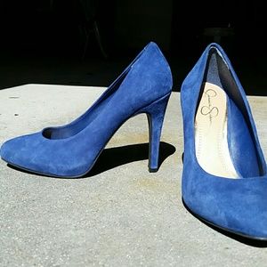 JESSICA SIMPSON BLUE SUEDE PLATFORM HEEL SIZE 6.