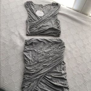 Heather grey crop top and skirt set