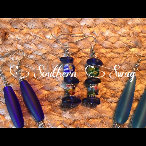 3 pairs of Sea Glass Earrings - Picture 2 of 3