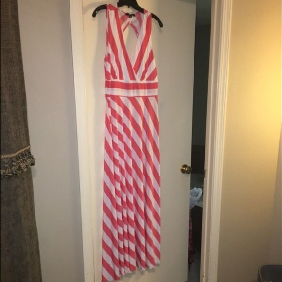 Red/white stripe maxi dress