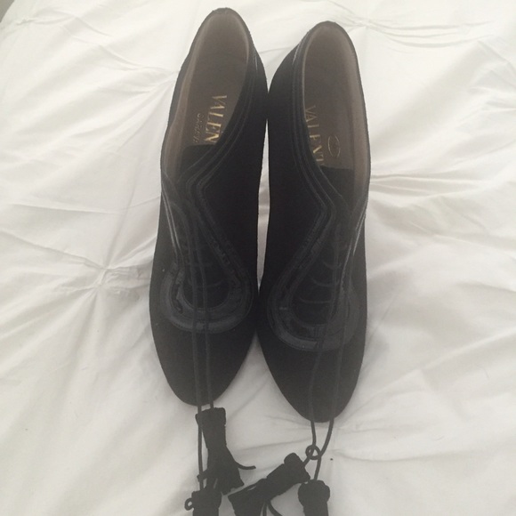 Valentino Suede and Patent Tassel Tie Booties