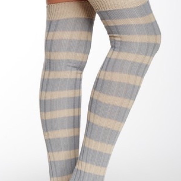 Free People Rugby Stripe Over the Knee Socks - Picture 2 of 4