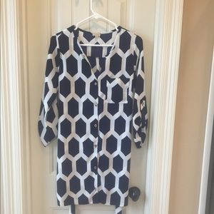 Cremieux navy and white tshirt dress.