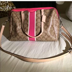 Brown and pink coach purse