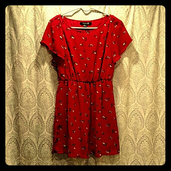 Red flowered dress