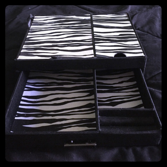 Chic Black and White Zebra Print Jewelry Box