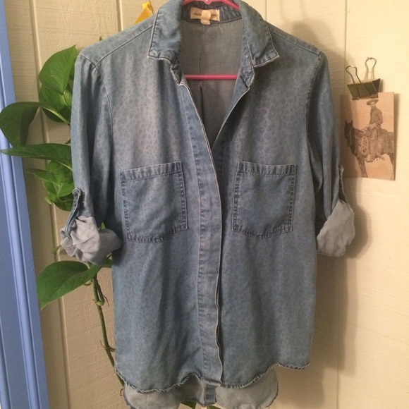 Cloth & Stone Leopard print Chambray Tunic - Picture 1 of 4