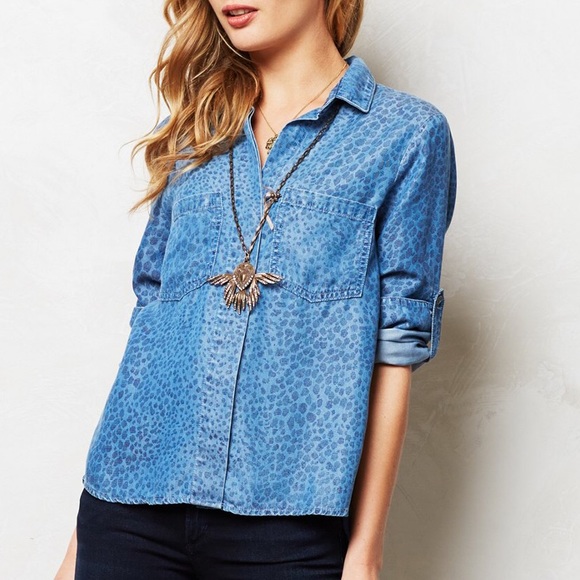 Cloth & Stone Leopard print Chambray Tunic - Picture 4 of 4