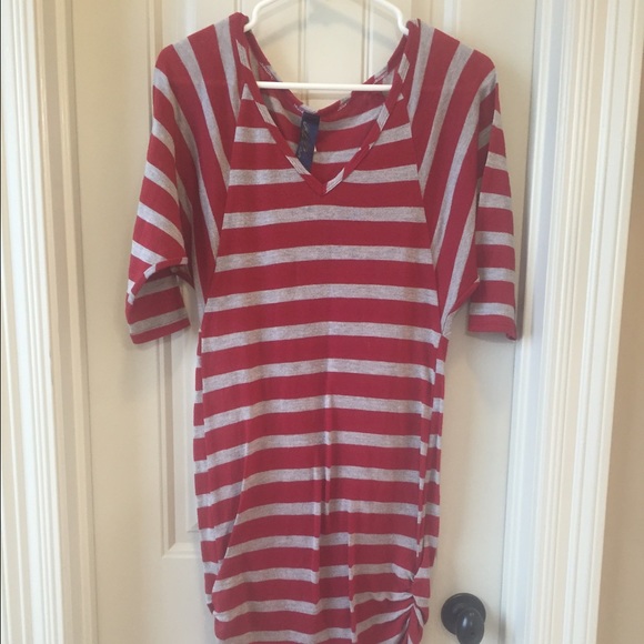 Red and Gray stripped dress