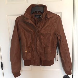 Faux Leather Bomber Jacket