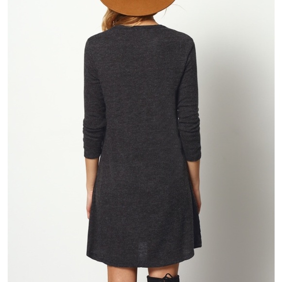 🎉LAST ONE🎉NWT Ribbed L/S Sweater Dress DARK GREY - Picture 4 of 4