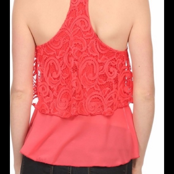 🚨SOLD🚨 Coral Boho Lace Racerback Tank - Picture 2 of 3