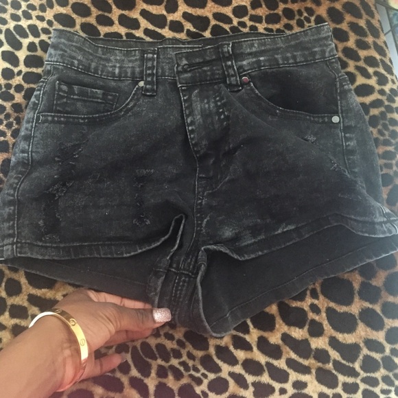 Brand New Black acid wash shorts