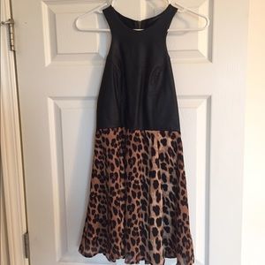 Olivaceous Leather and Leopard Dress NWT