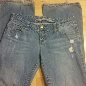 Distressed AE jeans.