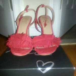 Banana republic red ruffle open toe shoes