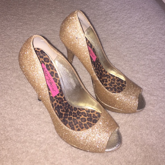 Betsey Johnson sparkly gold heels
