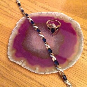 10K Gold and lab created sapphire set