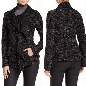 BNCI by Blanc Noir Drape Front Tweed Zip Jacket