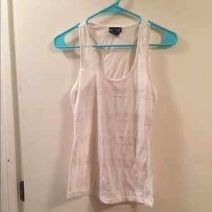 Cream tank top with clear sequins