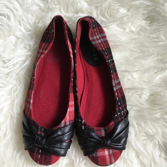 Rampage Mason size 9 plaid flats with bow