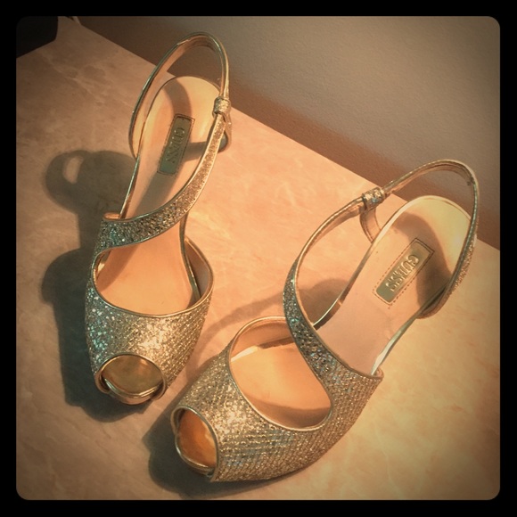 GUESS gold sparkle glitter stilettos!