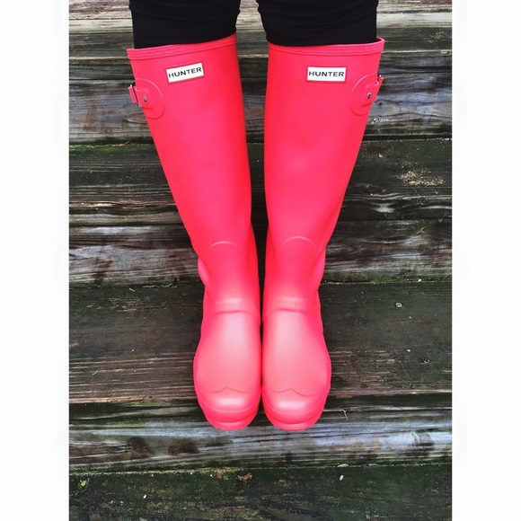 Matte Tangerine Hunter Rain Boots