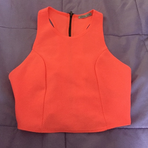 Bright Coral Pink Crop Top