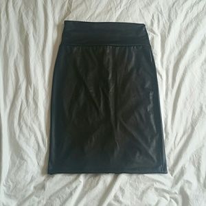 Black Faux Leather Pencil Skirt