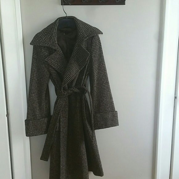 Classic Zara plaid wool blend coat