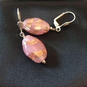 Sterling silver copper & pink earrings