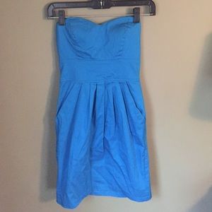 Strapless blue dress- purchased from Von Maur