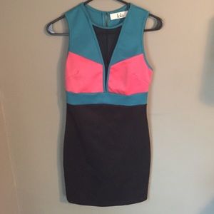 Lola color-block dress with mesh detail-worn once