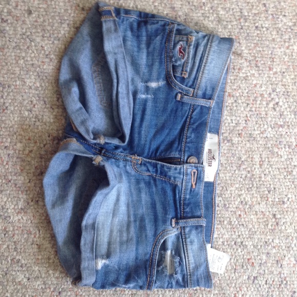 Hollister, light wash, distressed, low rise shorts