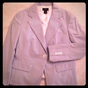 Blue and white seersucker jacket