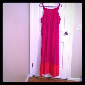 Beautiful pink and orange dress.