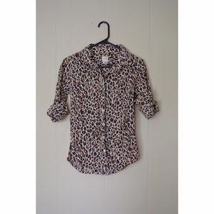 J. Crew leopard print button down size small