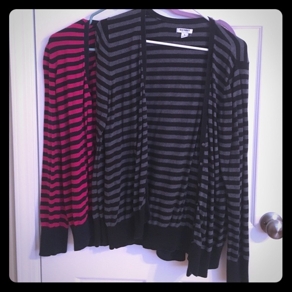 Two long sleeved striped cardigans